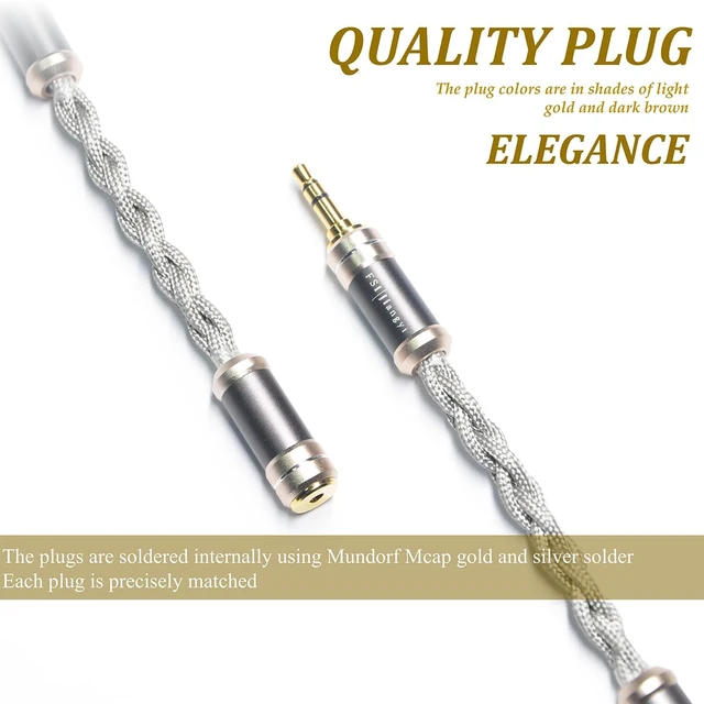 Alt view image 3 of 7 - 3.5mm Stereo Male to 2.5mm Balanced Female Portable Headphone Adapter Cable 6N Single Crystal Silver Portable Conversion Cable, IEM Adapter Hi-Fi Cable