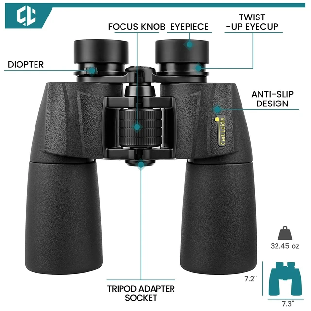 Alt view image 7 of 7 - UHD 10x50 Binoculars for Adults High Powered - IP67 Waterproof Large View, BAK4 Porro Prism, FMC-Coated, Professional for Bird Watching, Cruise Ship, Hunting, Travel, Hiking, Gifts for Men