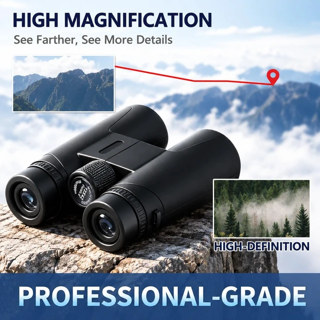 Alt view image 3 of 7 - 10x42 Binoculars for Adults and Teens 14+, HD, BAK4 Prism and FMC Lens, Easy Focus, Compact, for Bird Watching, Travel, Concerts, Sports, with Carrying Case