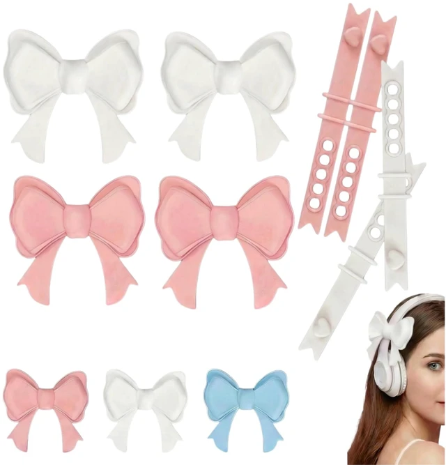 Main image of Bow Decor Headphone Accessories Over-Ear Headphone Decoration, Soft Silicon, Gift for Women Gamers & Streamers, With Adjustable Strap,Large Bow