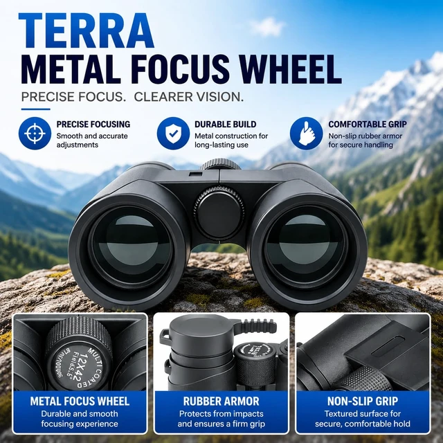 Alt view image 4 of 7 - 10x42 Binoculars for Adults and Teens 14+, HD, BAK4 Prism and FMC Lens, Easy Focus, Compact, for Bird Watching, Travel, Concerts, Sports, with Carrying Case