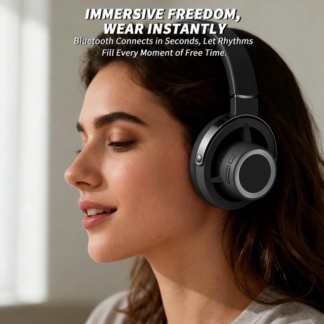 Alt view image 2 of 7 - Open-Ear Headphones, 20+ Hour Playtime, Immersive Sound, Wireless Bluetooth Headphones for School, Work, Travel&Daily Use,Black