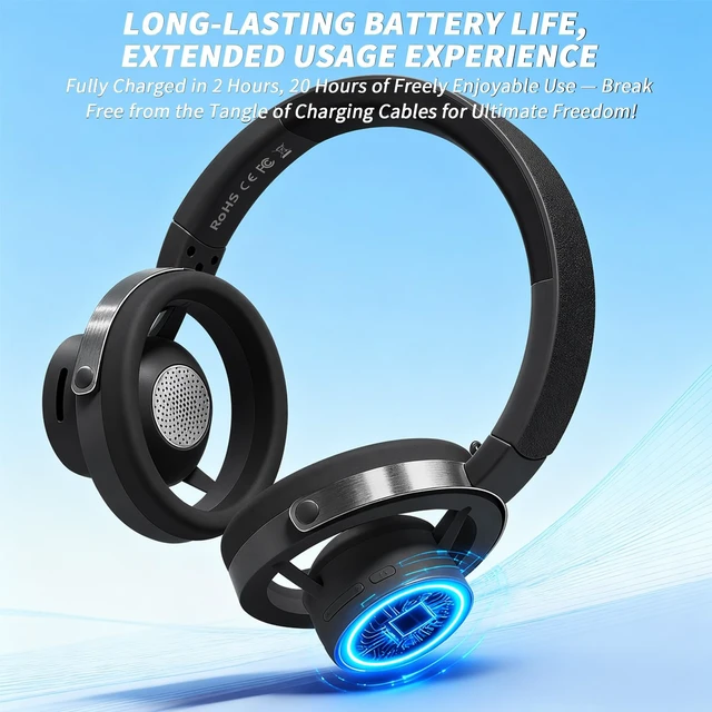 Alt view image 4 of 7 - Open-Ear Headphones, 20+ Hour Playtime, Immersive Sound, Wireless Bluetooth Headphones for School, Work, Travel&Daily Use,Black