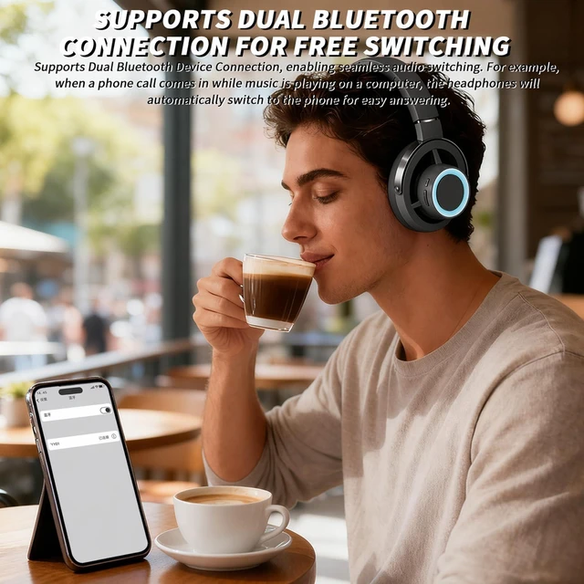 Alt view image 6 of 7 - Open-Ear Headphones, 20+ Hour Playtime, Immersive Sound, Wireless Bluetooth Headphones for School, Work, Travel&Daily Use,Black
