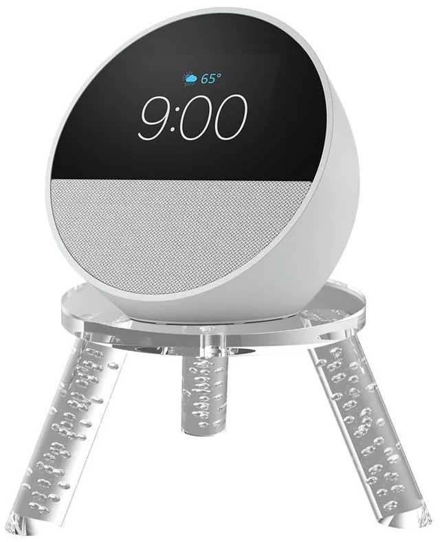 Alt view image 7 of 7 - Desktop Speaker Stand for Echo Spot 2024, Dot, Glow, HomePod Mini, Nintendo Sound Clock Alarmo and Sonos Era 100 - Acrylic Tripod Accessories Holder (Transparent)