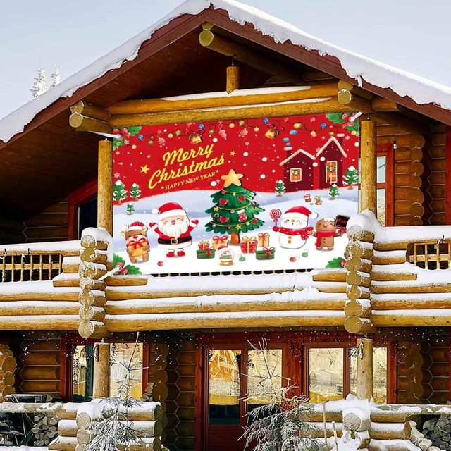 Alt view image 5 of 7 - 7x5ft Merry Christmas Backdrop Banner Santa Christmas Party Decorations Red White Snow Xmas Tree Holiday Party Photography Background New Years Wall Decor Photo Props for Kids