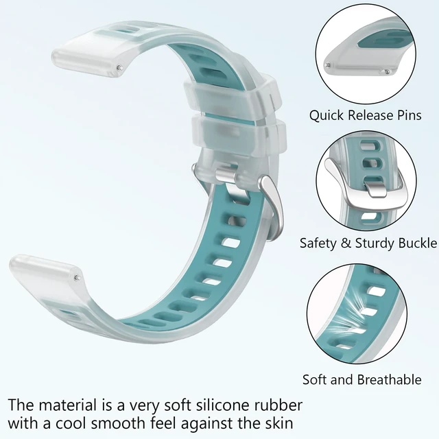 Alt view image 2 of 7 - Jelly Silicone Band for Garmin Vivoactive 6/5/3,Forerunner 165/55/570 42mm Soft Sport Jelly Style Silicone Watch Straps for Men Women