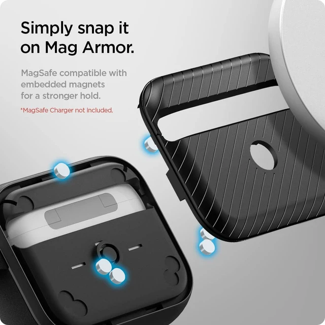 Alt view image 3 of 7 - Mag Armor MagFit Designed for AirPods 3 Case (2021) MagSafe Charging Compatible, Magnets Embedded, Dual Layer Drop Protection - Matte Black