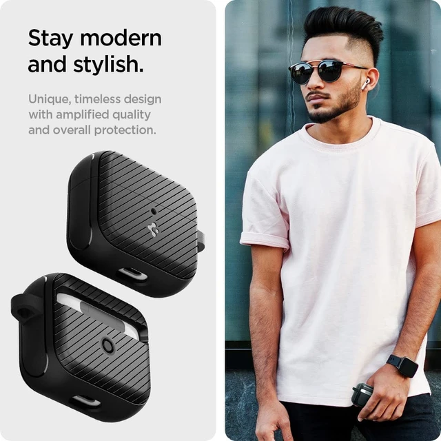Alt view image 4 of 7 - Mag Armor MagFit Designed for AirPods 3 Case (2021) MagSafe Charging Compatible, Magnets Embedded, Dual Layer Drop Protection - Matte Black