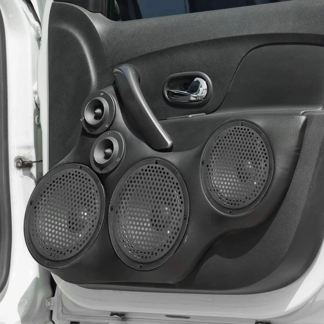 Alt view image 3 of 7 - 2pcs 6" Plastic Audio Speaker Cover Mesh Subwoofer Grill Horn Guard Decorative Circle Grille Protector Black for Car