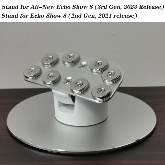 Alt view image 2 of 5 - Aluminium Stand for Echo Show 8 - Tilt + Swivel, Eight Magnets Hold, Silver