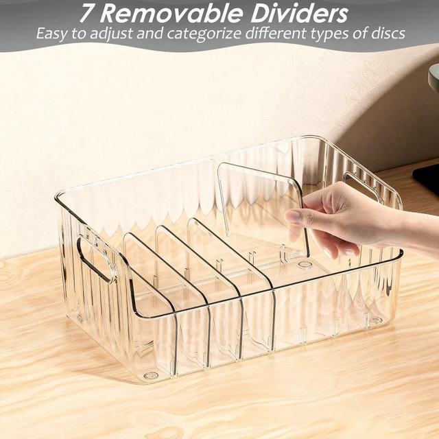 Alt view image 3 of 7 - Clear CD Holder 2 Pack, Plastic CD Storage Box, CD Storage Racks, DVD Storag Organizers Disc Holder Display Shelf Holds up to 40 Standard CD Cases, Media Organizer Box for Video Game