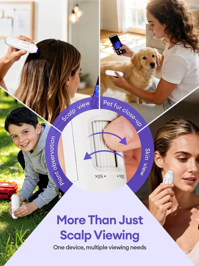 Alt view image 6 of 7 - Wireless Scalp Camera Handheld Microscope,50X200X Zoom Fixed Focus HD Magnifier with LED,Portable Microscopes for Phone/ipad,Designed for Casual Scalp and Hair Surface Viewing