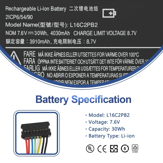 Alt view image 2 of 6 - L16C2PB2 L16C2PB1 Laptop Battery for Lenovo IdeaPad 320 330 S145 Series 320-15ABR 320-15IKB 320-17IKB 330-15AST 330-15IKB 330-17IKB S145-15IWL S145-14IWL L16M2PB2 L16M2PB1 L17L2PF1 L16L2PB2/PB3