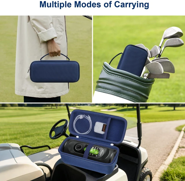 Alt view image 3 of 7 - Carrying Case for MiLESEEY GeneSonic Pro Golf Speaker, Blue For GeneSonic Pro GPS Golf Speaker Bag, Mesh Pocket fits Charging Cable, Case Only