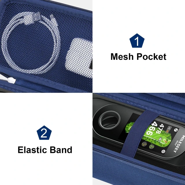 Alt view image 6 of 7 - Carrying Case for MiLESEEY GeneSonic Pro Golf Speaker, Blue For GeneSonic Pro GPS Golf Speaker Bag, Mesh Pocket fits Charging Cable, Case Only