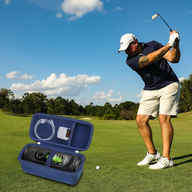 Alt view image 7 of 7 - Carrying Case for MiLESEEY GeneSonic Pro Golf Speaker, Blue For GeneSonic Pro GPS Golf Speaker Bag, Mesh Pocket fits Charging Cable, Case Only