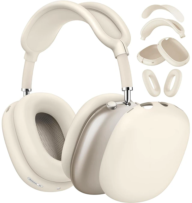 Main image of Case Cover Compatible with AirPods Max 2/1 (2026/2024/2022), Ear Pad/Ear Cups/Headband Cover for AirPod Max (H2/USB-C/Lightning), Silicone Headphones Accessories Protector for Apple AirPods Max