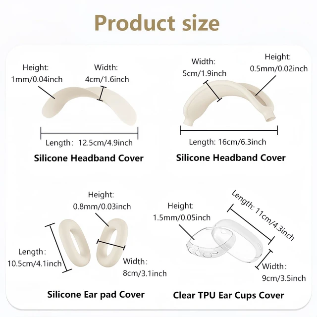 Alt view image 7 of 7 - Case Cover Compatible with AirPods Max 2/1 (2026/2024/2022), Ear Pad/Ear Cups/Headband Cover for AirPod Max (H2/USB-C/Lightning), Silicone Headphones Accessories Protector for Apple AirPods Max