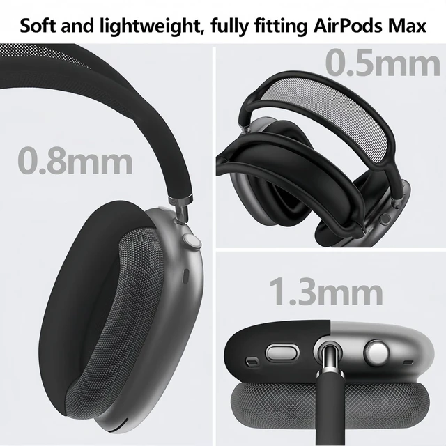 Alt view image 3 of 7 - Case Cover Compatible with AirPods Max 2/1 (2026/2024/2022), Ear Pad/Ear Cups/Headband Cover for AirPod Max (H2/USB-C/Lightning), Silicone Headphones Accessories Protector for Apple AirPods Max