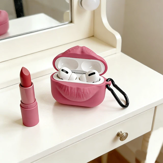 Alt view image 3 of 6 - Cute Case for AirPods 4 Case, 3D Egg Box AirPods 4th Generation Protective Cover with Keychain, Cartoon Kawaii Funny Silicone Airpods 4 Accessories (Kiss Lip)