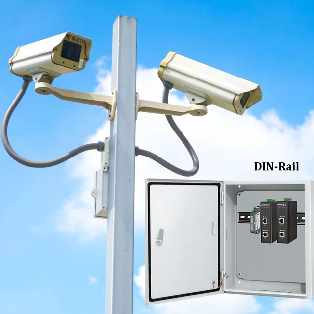 Alt view image 7 of 7 - 10KV DIN Rail PoE Surge Protector IEEE802.3bt/PoE++ Up to 120W Gigabit PoE 10KV Lightning Suppressor, -40 to 185, Industrial Zinc Alloy, Gas Discharge Tube
