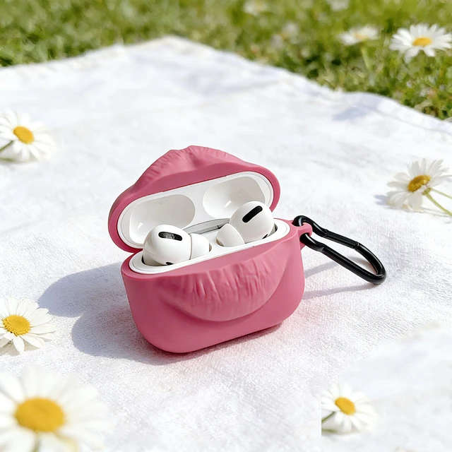 Alt view image 4 of 6 - Cute Case for AirPods 4 Case, 3D Egg Box AirPods 4th Generation Protective Cover with Keychain, Cartoon Kawaii Funny Silicone Airpods 4 Accessories (Kiss Lip)