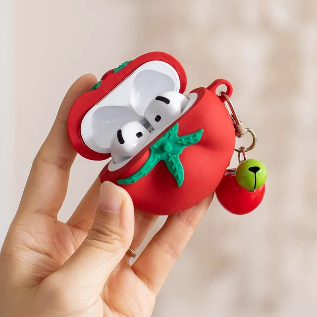 Alt view image 2 of 7 - Cute Case for AirPods 4 Case, 3D Egg Box AirPods 4th Generation Protective Cover with Keychain, Cartoon Kawaii Funny Silicone Airpods 4 Accessories (Tomato)