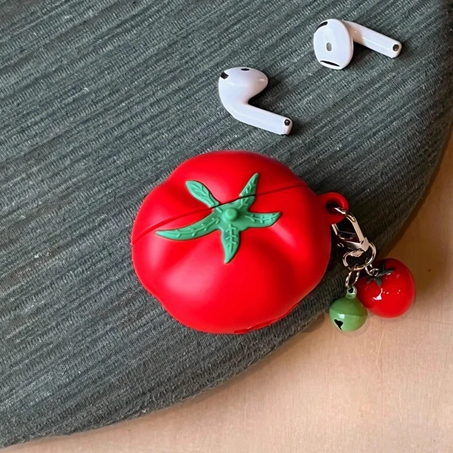 Alt view image 3 of 7 - Cute Case for AirPods 4 Case, 3D Egg Box AirPods 4th Generation Protective Cover with Keychain, Cartoon Kawaii Funny Silicone Airpods 4 Accessories (Tomato)