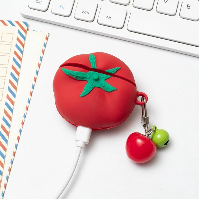 Alt view image 6 of 7 - Cute Case for AirPods 4 Case, 3D Egg Box AirPods 4th Generation Protective Cover with Keychain, Cartoon Kawaii Funny Silicone Airpods 4 Accessories (Tomato)