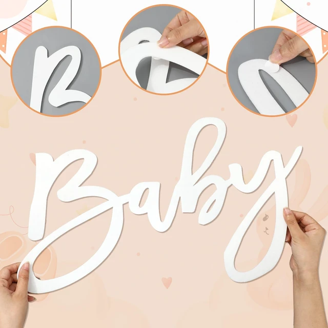 Alt view image 3 of 7 - Welcome Baby Sign for Baby Shower Backdrop White Felt Letter Gender Reveal Sign for Boy Girl 1st Birthday Party Arch Decor Wall Photo Prop