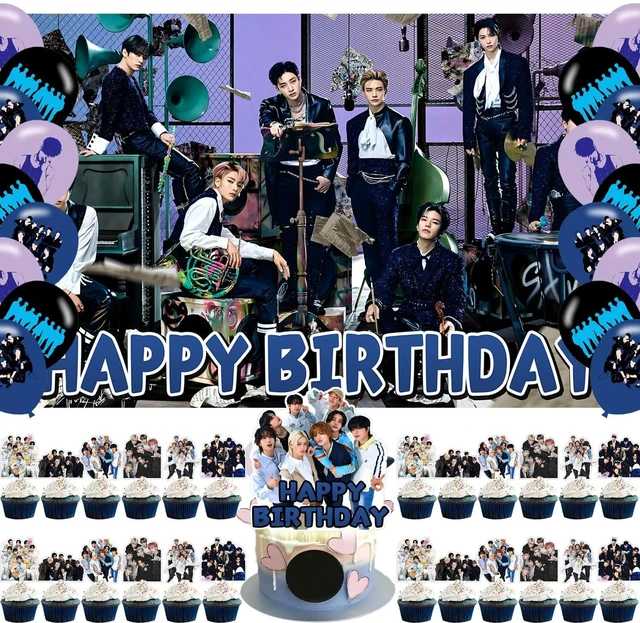 Main image of Stray Kids Merch 5 Star Happy Birthday Backdrop Stray Kids Banner Poster for Fans Girls Theme Party Decorations Kpop Birthday Supplies Background Studio Shoot Photo Props Booth