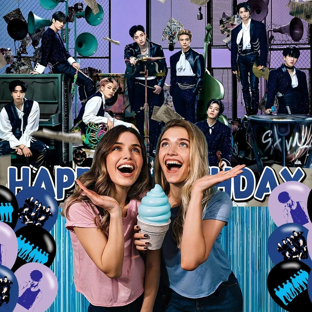 Alt view image 4 of 5 - Stray Kids Merch 5 Star Happy Birthday Backdrop Stray Kids Banner Poster for Fans Girls Theme Party Decorations Kpop Birthday Supplies Background Studio Shoot Photo Props Booth