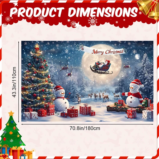 Alt view image 3 of 7 - Merry Christmas Banner Decoration New Year Outdoor Flag Indoor Home Decor Party Supplies Yard Sign Background for Photography (Night Sky, 71x43 Inch)