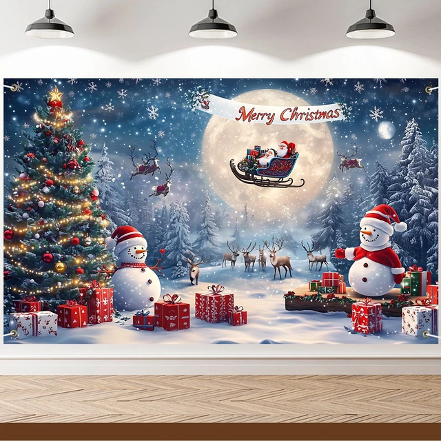Alt view image 2 of 7 - Merry Christmas Banner Decoration New Year Outdoor Flag Indoor Home Decor Party Supplies Yard Sign Background for Photography (Night Sky, 71x43 Inch)