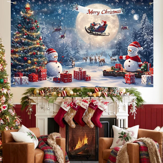 Alt view image 7 of 7 - Merry Christmas Banner Decoration New Year Outdoor Flag Indoor Home Decor Party Supplies Yard Sign Background for Photography (Night Sky, 71x43 Inch)