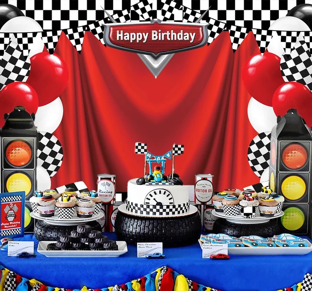 Alt view image 2 of 7 - Race Car Happy Birthday Backdrop 7x5FT Racing Competition Photography Background for Boy Car Racing Theme Birthday Party Decorations Supplies Photo Props