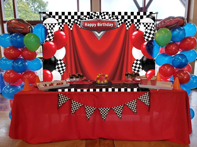 Alt view image 4 of 7 - Race Car Happy Birthday Backdrop 7x5FT Racing Competition Photography Background for Boy Car Racing Theme Birthday Party Decorations Supplies Photo Props