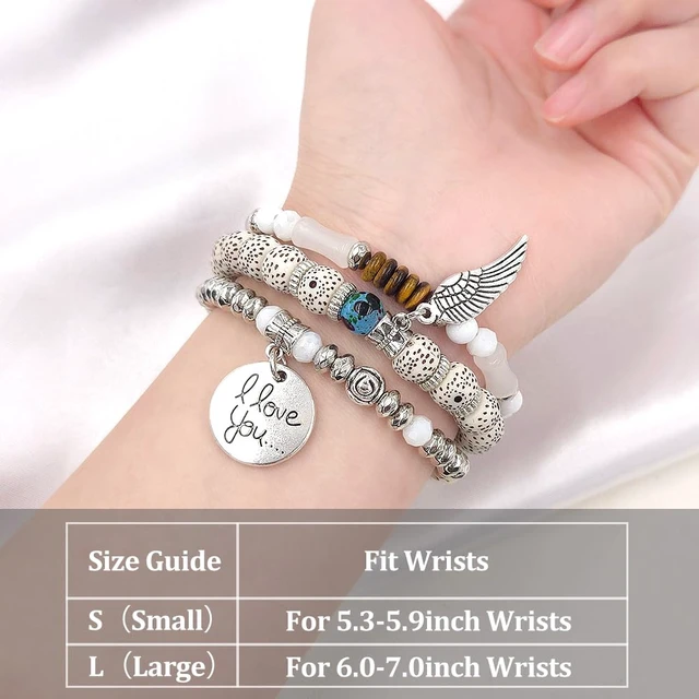 Alt view image 4 of 5 - Elastic Beaded Bracelet Compatible with Fitbit Charge 6/Charge 5 Band Women Men,Dressy Stretch Bohemian Ethnic Multilayered Beads Wristband for Charge 6/5 Fitness Tracker (White, S 5.3-5.9)