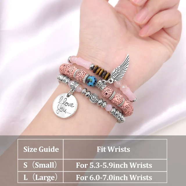 Alt view image 4 of 5 - Elastic Beaded Bracelet Compatible with Fitbit Charge 6/Charge 5 Band Women Men,Dressy Stretch Bohemian Ethnic Multilayered Beads Wristband for Charge 6/5 Fitness Tracker (Pink, S 5.3-5.9)