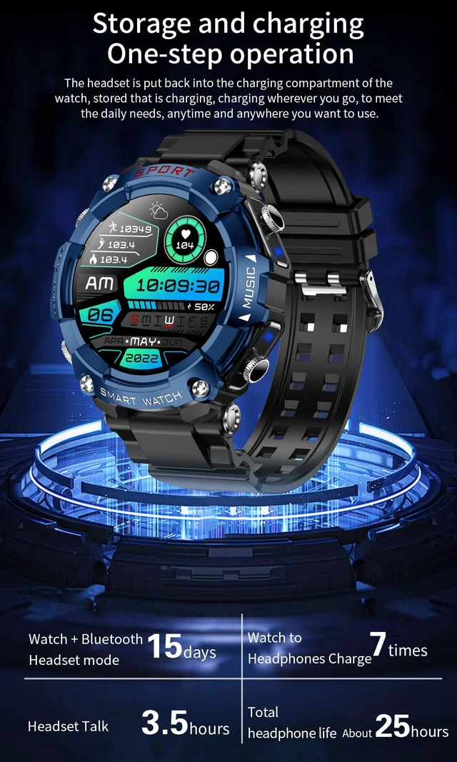 Alt view image 5 of 7 - Smart Watch with Earbuds,1.52" HD Screen,2 in 1 Smart Watches for Men Women, Fitness Tracker Watch with Wireless Earphone Compatible for Android iOS with Sports Monitor Sleep