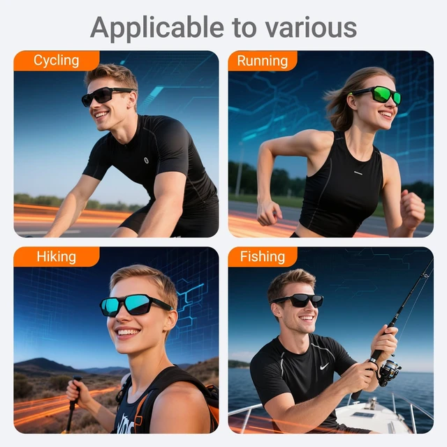 Alt view image 6 of 7 - Bluetooth Audio Smart Sunglasses with Speakers, UV400 Protection Blue Light Blocking Glasses for Men Women