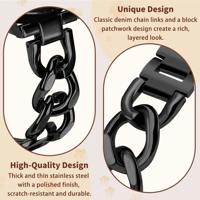 Alt view image 2 of 7 - 22mm Band for Garmin Venu 4/3 45mm, Women's Metal (Black) Women's Metal Skeleton Chain Link Replacement Strap for Garmin Venu 4/3 45mm/Forerunner 570 47mm/265/255/Vívoactive 4