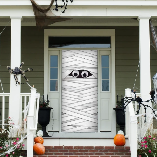 Alt view image 7 of 7 - 4 Piece Halloween Mummy Door Decoration with Eyeballs & Bandage 7.1"inch Plastic Eyeballs, Tearable Bandages, 3D Front Door Decor, Haunted House Decor, Reusable Effortless to Store