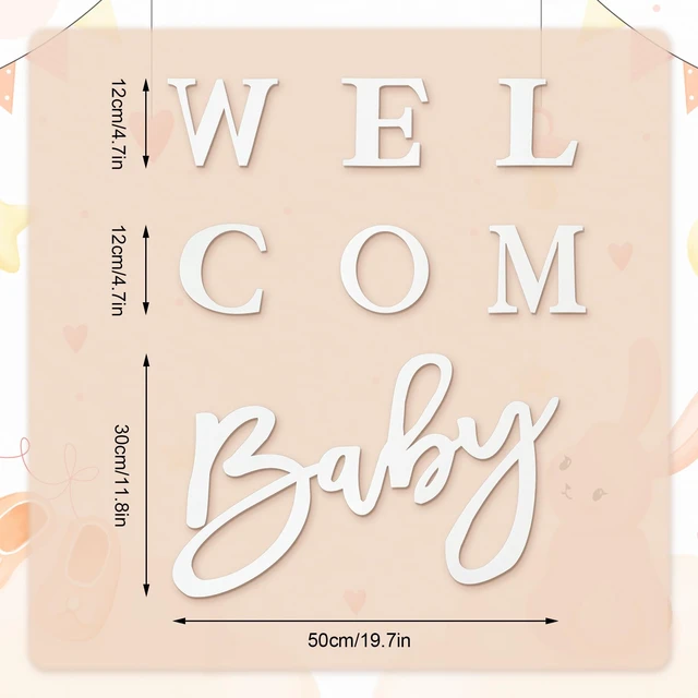 Alt view image 2 of 7 - Welcome Baby Sign for Baby Shower Backdrop White Felt Letter Gender Reveal Sign for Boy Girl 1st Birthday Party Arch Decor Wall Photo Prop