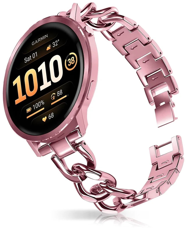 Main image of 22mm Band for Garmin Venu 4/3 45mm, Women's Metal (Pink) Women's Metal Skeleton Chain Link Replacement Strap for Garmin Venu 4/3 45mm/Forerunner 570 47mm/265/255/Vívoactive 4