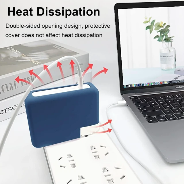 Alt view image 5 of 7 - Navy Blue Silicone Charger Cover Fits MacBook Pro 16" (140W Adapter) Soft Silicone Charger Case. Shockproof. Power Adapter Protective Sleeve for 2021-2026 Pro 16 M5/M4/M3/M2/M1 Only. Not for 96W