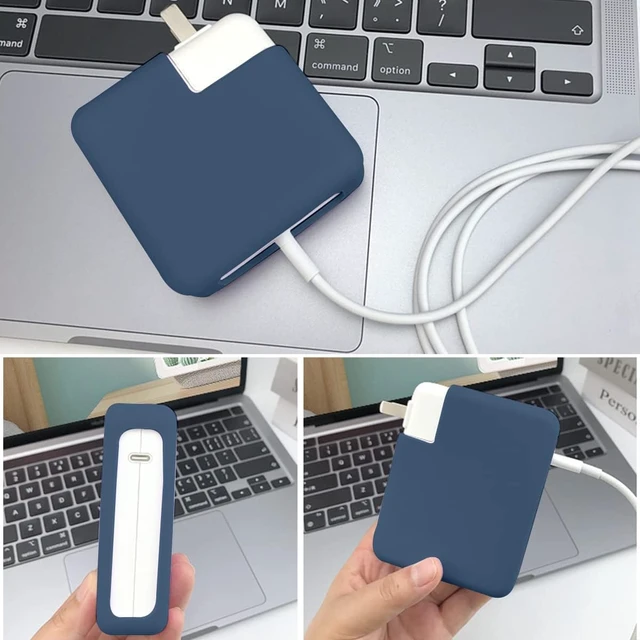 Alt view image 6 of 7 - Navy Blue Silicone Charger Cover Fits MacBook Pro 16" (140W Adapter) Soft Silicone Charger Case. Shockproof. Power Adapter Protective Sleeve for 2021-2026 Pro 16 M5/M4/M3/M2/M1 Only. Not for 96W