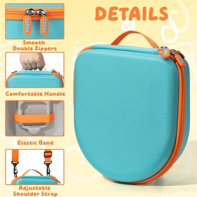 Alt view image 3 of 7 - Hard Case for Yoto Mini Audio Music Player with Headphone, Travel Carrying Case Holds Yoto Mini, Headphones and Other Accessories with Adjustable Shoulder Strap, Up to 30 Audiobook Cards(Teal)