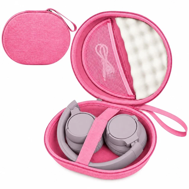 Main image of Hard Headphone Case for JBL Tune 770NC 720BT 520BT 510BT 670NC Fits for JBL Live 770NC/670NC/680NC/780NC,Travel Case with Wave Foam & Soft Lining, Elastic Strap, Mesh Pocket,Pink